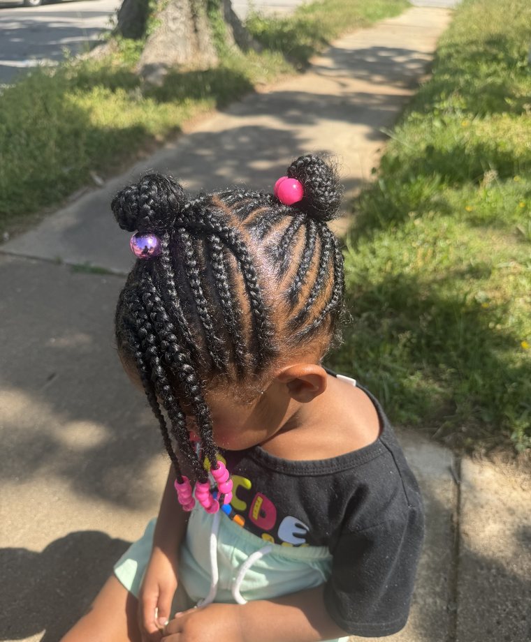 Kids beaded cornrows by Sosaa Braids